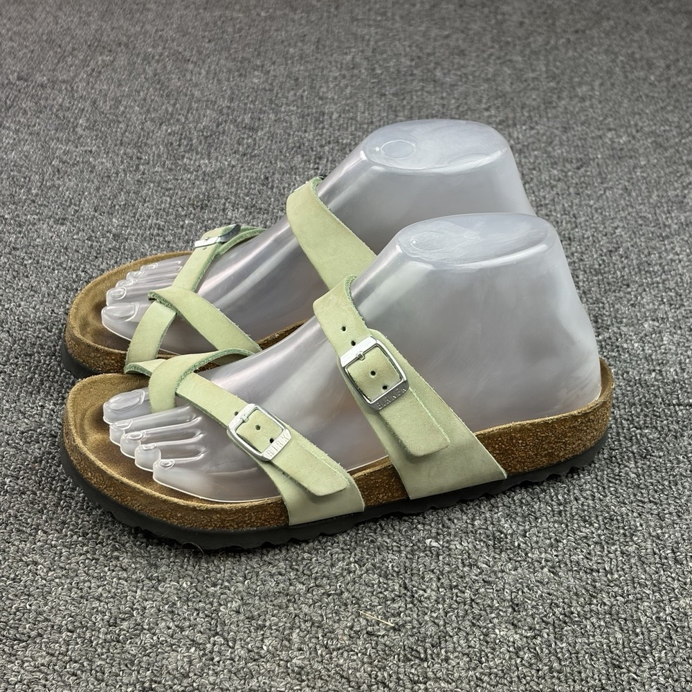 Birkenstock Mayari Sandals Womens EU 37 US 6-6.5 Faded Lime Nubuck Leather Soft